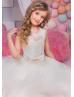 Ivory Lace Tulle Keyhole Back Flower Girl Dress For Wedding